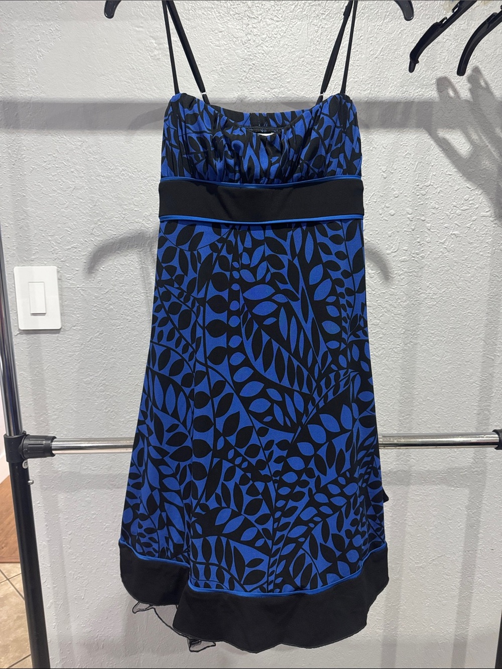Speechless Blue and Black Strap Spaghetti Dress